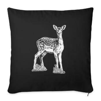 Reh schwarz weiß - Sofakissenbezug 45 x 45 cm - Schwarz - Vorne