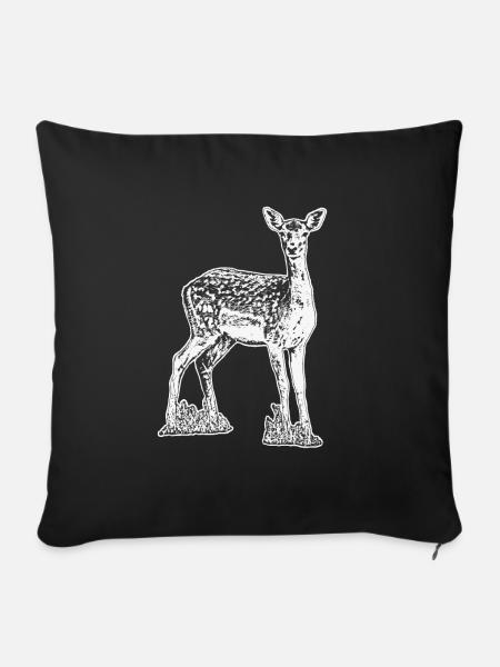 Reh schwarz weiß - Sofakissenbezug 45 x 45 cm - Schwarz