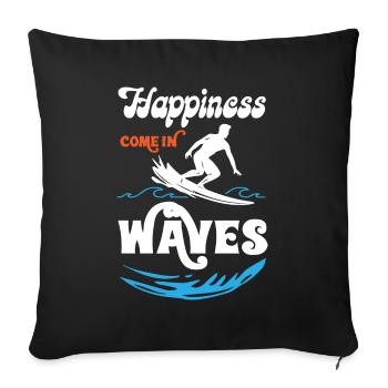 Le bonheur vient dans le surf des vagues - Housse de coussin décorative 45 x 45 cm - noir - Devant