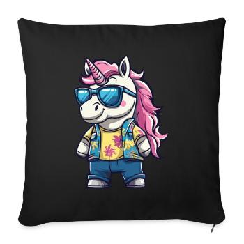 Unicorn Funny Summer - Sofa pillowcase 17,3'' x 17,3'' (45 x 45 cm) - black - Front