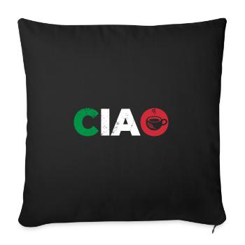 Italien Italie Italiens maison disant - Housse de coussin décorative 45 x 45 cm - noir - Devant