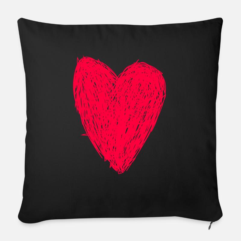 Rotes Herz - Sofakissenbezug 45 x 45 cm - Schwarz
