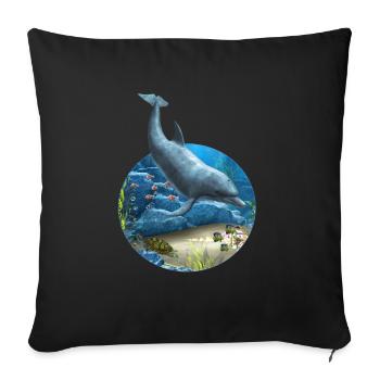 The World Of The Dolphin - Sofa pillowcase 17,3'' x 17,3'' (45 x 45 cm) - black - Front