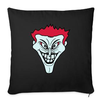 psychopathe psychopathe fou clown joker sourire mu - Housse de coussin décorative 45 x 45 cm - noir - Devant