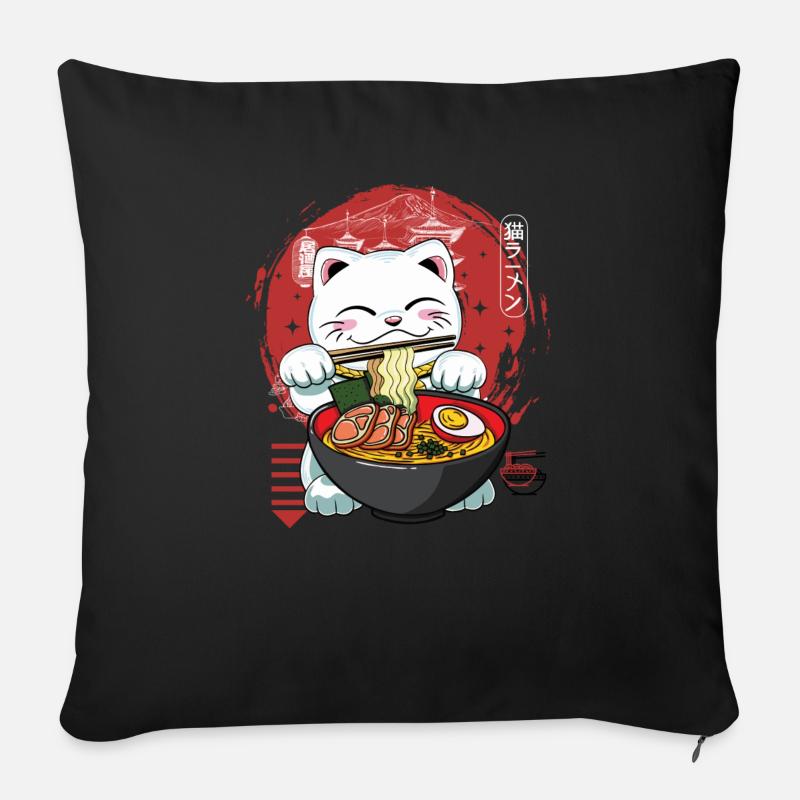 Neko Ramen - Sofakissenbezug 45 x 45 cm - Schwarz
