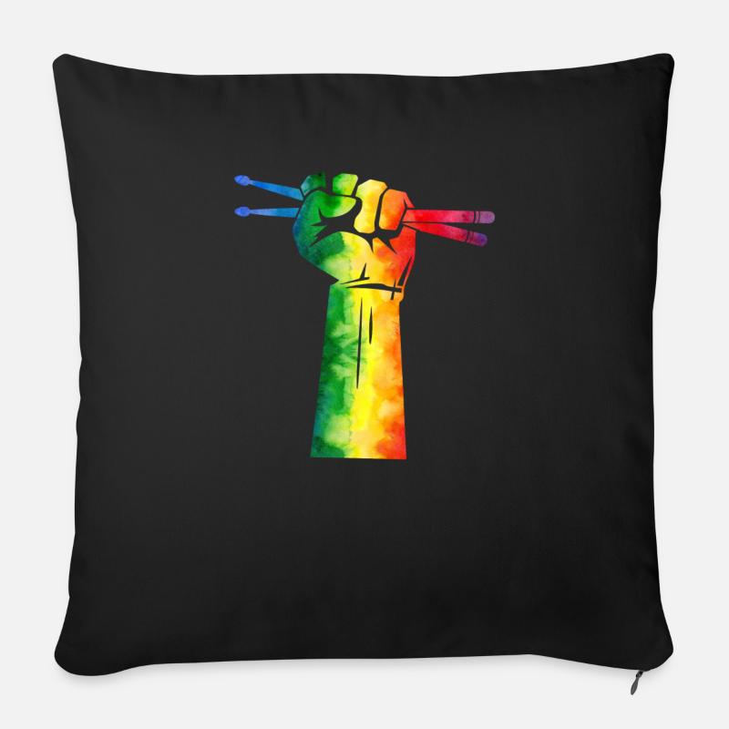 Drumstick Drummer - Sofa pillowcase 17,3'' x 17,3'' (45 x 45 cm) - black