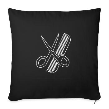 Coupe cheveux Coiffeur idée cadeau couper cheveux - Housse de coussin décorative 45 x 45 cm - noir - Devant