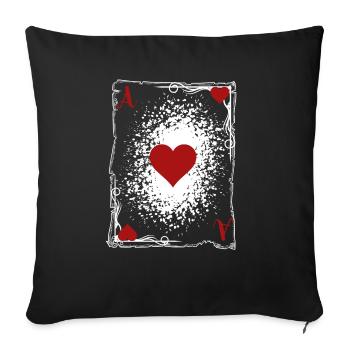 The ace of heart. - Sofa pillowcase 17,3'' x 17,3'' (45 x 45 cm) - black - Front