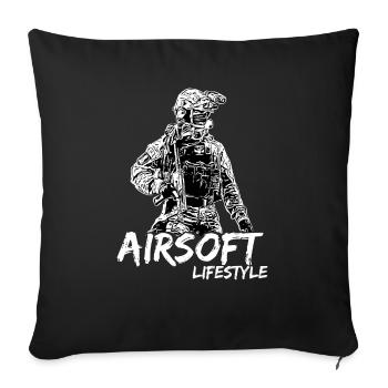 Airsoft / Softair / Softgun / AEG Airsoft Milsim - Housse de coussin décorative 45 x 45 cm - noir - Devant