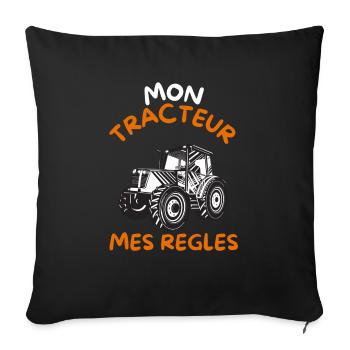 Mon tracteur mes regles cadeau - Housse de coussin décorative 45 x 45 cm - noir - Devant