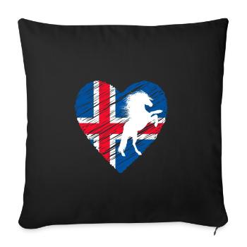 Cheval islandais - Housse de coussin décorative 45 x 45 cm - noir - Devant