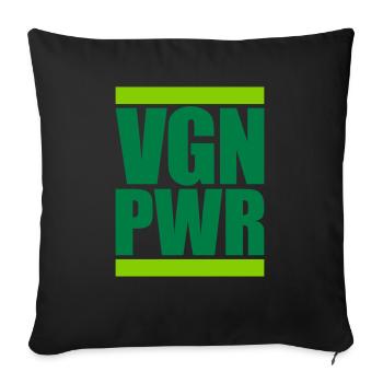 VGN PWR Logo - Sofa pillowcase 17,3'' x 17,3'' (45 x 45 cm) - black - Front