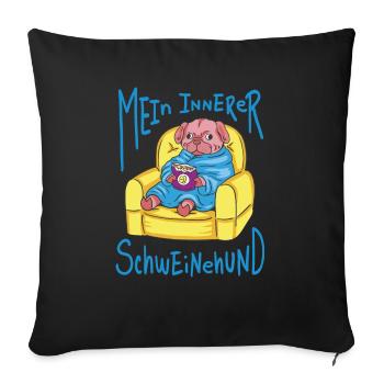 Lustiger Mein innerer Schweinehund - Sofakissenbezug 45 x 45 cm - Schwarz - Vorne