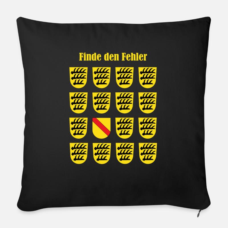 Finde den Fehler - Württemberg - Baden - Schwaben - Sofakissenbezug 45 x 45 cm - Schwarz