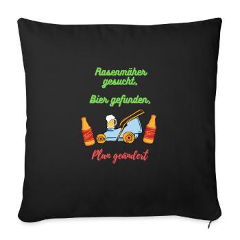 Rasenmäher der Bier bringt - Sofakissenbezug 45 x 45 cm - Schwarz - Vorne