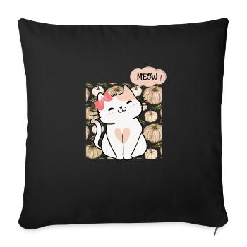 CuteCat meow - Housse de coussin décorative 45 x 45 cm - noir - Devant