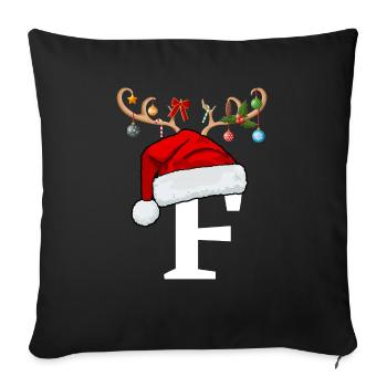 Buchstabe F Weihnachtsmütze - Sofakissenbezug 45 x 45 cm - Schwarz - Vorne