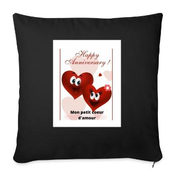 Bon anniversaire mon coeur - Housse de coussin décorative 45 x 45 cm - noir - Devant