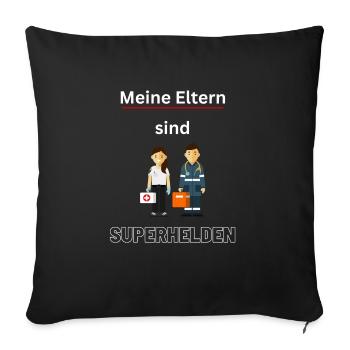 Meine Eltern sind Superhelden - Sofakissenbezug 45 x 45 cm - Schwarz - Vorne