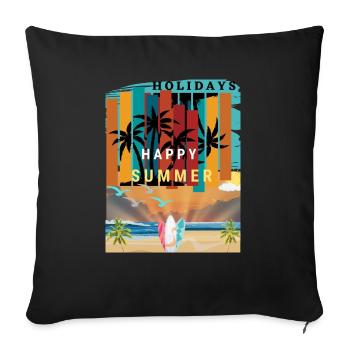 Tropical Summer happy - Housse de coussin décorative 45 x 45 cm - noir - Devant