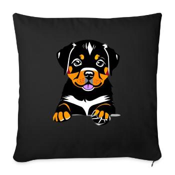 Dog puppy dog Rottweiler dogs Rottweiler puppy - Sofa pillowcase 17,3'' x 17,3'' (45 x 45 cm) - black - Front