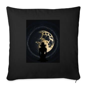 Woman watching the full moon - Sofa pillowcase 17,3'' x 17,3'' (45 x 45 cm) - black - Front