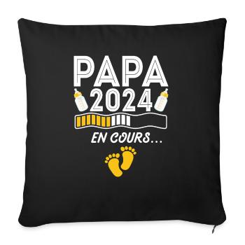 Nouveau Nouvelle Naissance Future Papa 2024 - Housse de coussin décorative 45 x 45 cm - noir - Devant