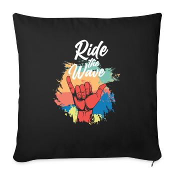 Planche de surf Surfer Sports nautiques - Housse de coussin décorative 45 x 45 cm - noir - Devant