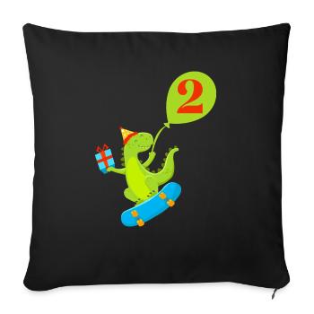 2nd Birthday Cute Dinosaur - Sofa pillowcase 17,3'' x 17,3'' (45 x 45 cm) - black - Front