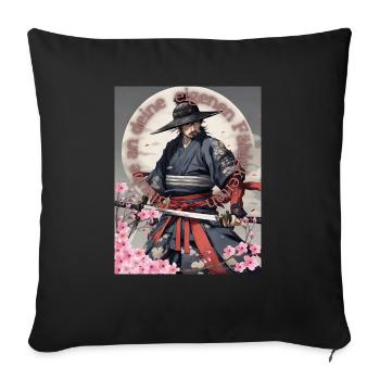 Samurai Krieger Schwertkämpfer Kirchblüten - Sofakissenbezug 45 x 45 cm - Schwarz - Vorne