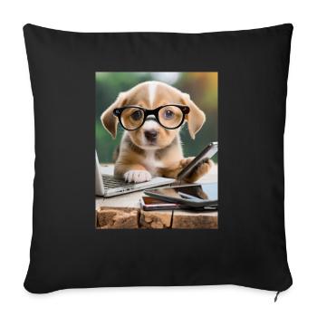 dog with glasses - Sofa pillowcase 17,3'' x 17,3'' (45 x 45 cm) - black - Front