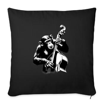 Monkey Orchestra Double Bass StreetArt Banksy Style - Sofa pillowcase 17,3'' x 17,3'' (45 x 45 cm) - black - Front