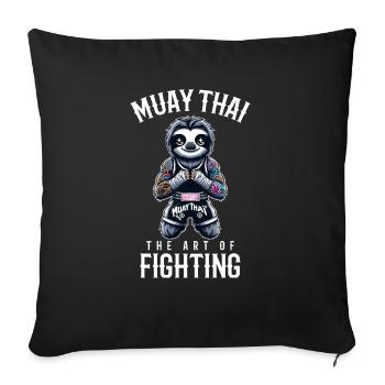 Faultier Muay Thai - Kickboxen und Faultier Thai - Sofakissenbezug 45 x 45 cm - Schwarz - Vorne
