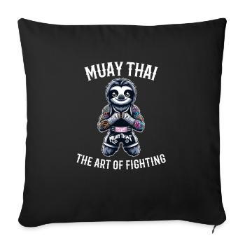 Muay Thai Faultier - Kickboxen und Faultier Thai - Sofakissenbezug 45 x 45 cm - Schwarz - Vorne