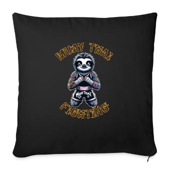 Muay Thai Faultier - Faultier Kickboxen Thaiboxen - Sofakissenbezug 45 x 45 cm - Schwarz - Vorne