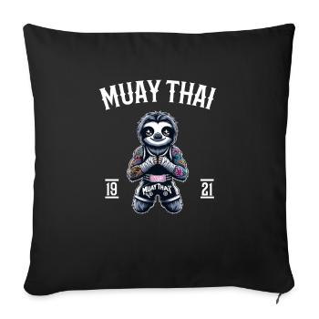 Muay Thai Faultier - Kickboxen und Faultier Thai - Sofakissenbezug 45 x 45 cm - Schwarz - Vorne