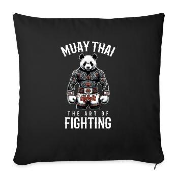 panda Muay Thai - Kickboxen und panda Thai Boxen - Sofakissenbezug 45 x 45 cm - Schwarz - Vorne