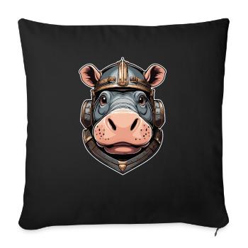 Tête d’hippopotame - Housse de coussin décorative 45 x 45 cm - noir - Devant