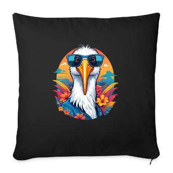 Cigogne - Housse de coussin décorative 45 x 45 cm - noir - Devant