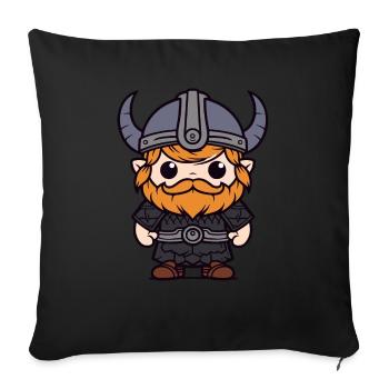 Comic Wikinger Geschenk - Sofakissenbezug 45 x 45 cm - Schwarz - Vorne