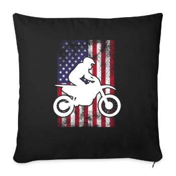 Motocross Dirt Bike Rider Moto Supercross MX - Housse de coussin décorative 45 x 45 cm - noir - Devant