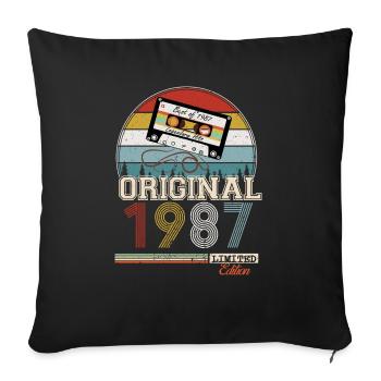 Cadeau rétro élégant : 1987 Vintage - Housse de coussin décorative 45 x 45 cm - noir - Devant