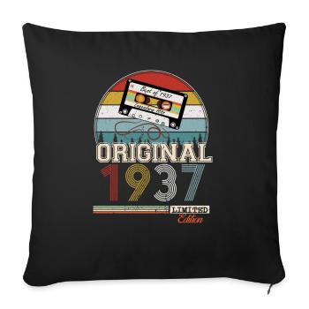 Cadeau rétro élégant : 1937 Vintage - Housse de coussin décorative 45 x 45 cm - noir - Devant