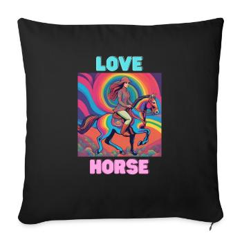 Horse Love - Sofa pillowcase 17,3'' x 17,3'' (45 x 45 cm) - black - Front