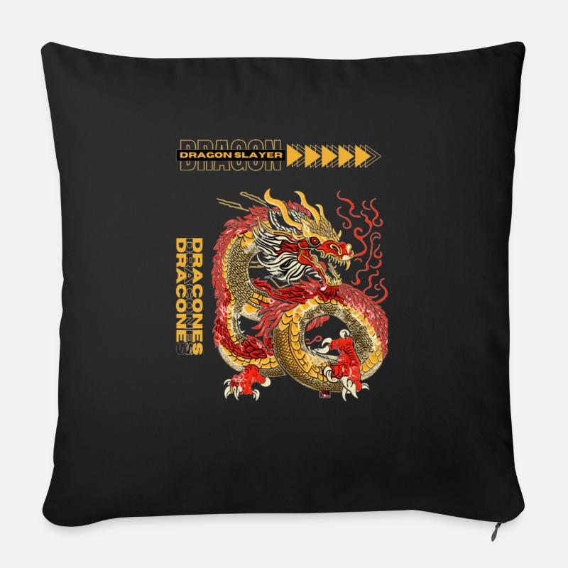 Tueur de dragons - Housse de coussin décorative 45 x 45 cm - noir