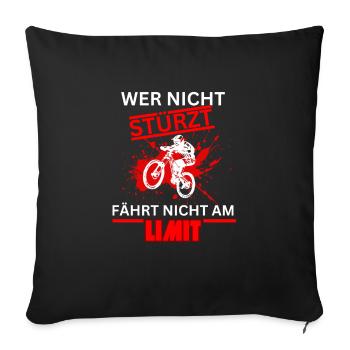 If you don't crash, you don't ride at the limit - Sofa pillowcase 17,3'' x 17,3'' (45 x 45 cm) - black - Front