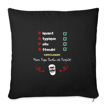 Papa barbu parfait message humour pour les papas - Housse de coussin décorative 45 x 45 cm - noir - Devant