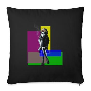 Urban Chic: Banksy-Inspired Girl - Sofa pillowcase 17,3'' x 17,3'' (45 x 45 cm) - black - Front