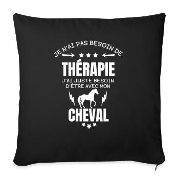 PFERDE-THERAPIE - Sofakissenbezug 45 x 45 cm - Schwarz - Vorne