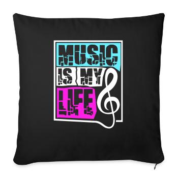 Music Is My Life Musik Ist Mein Leben Liebe Spruch - Sofa pillowcase 17,3'' x 17,3'' (45 x 45 cm) - black - Front